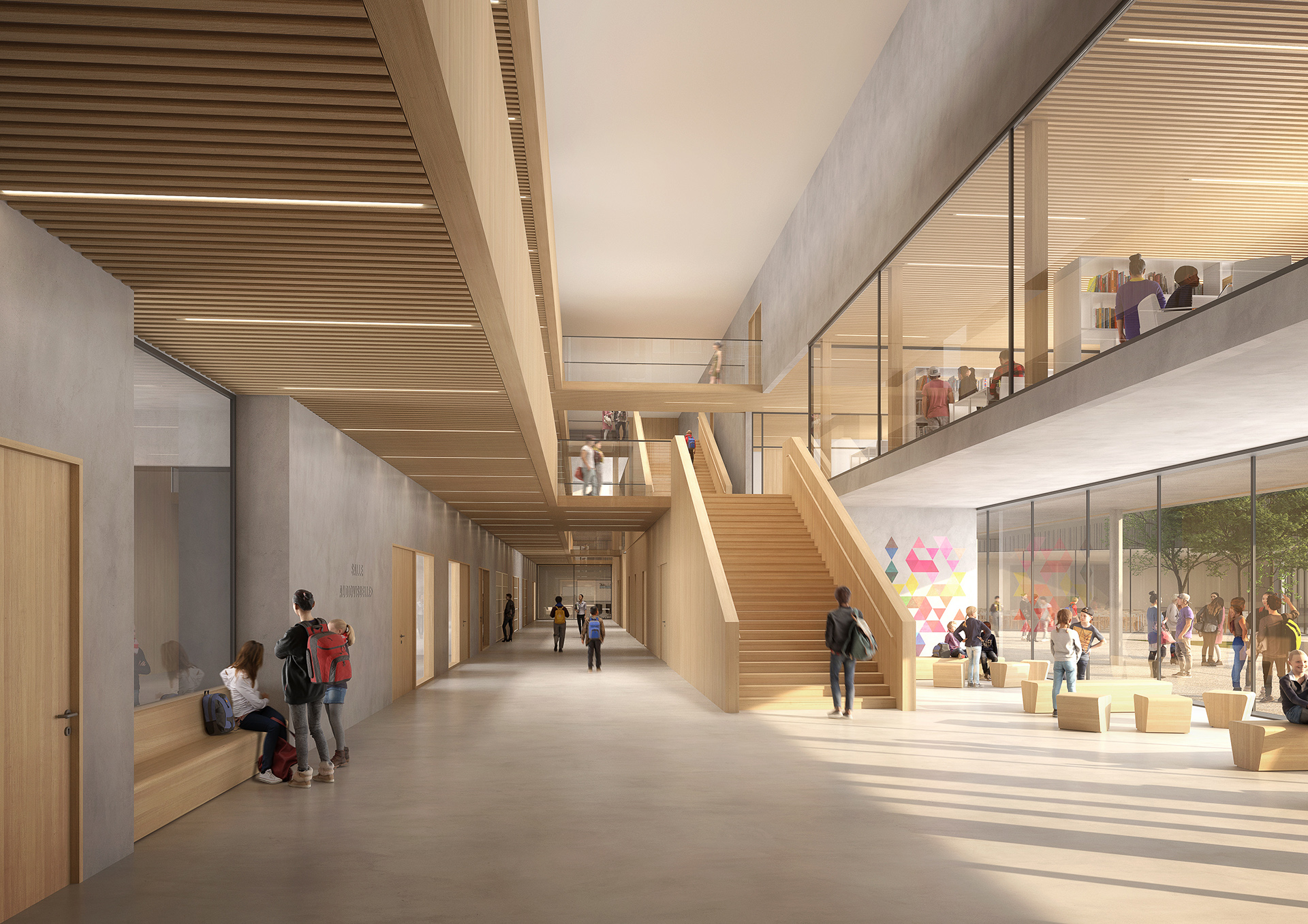 Concours d'architecture du collège et gymnase des Linandes à Cergy Pontoise en collaboration avec l'agence Gaëtan Le Penhuel Architectes. Concours lauréat