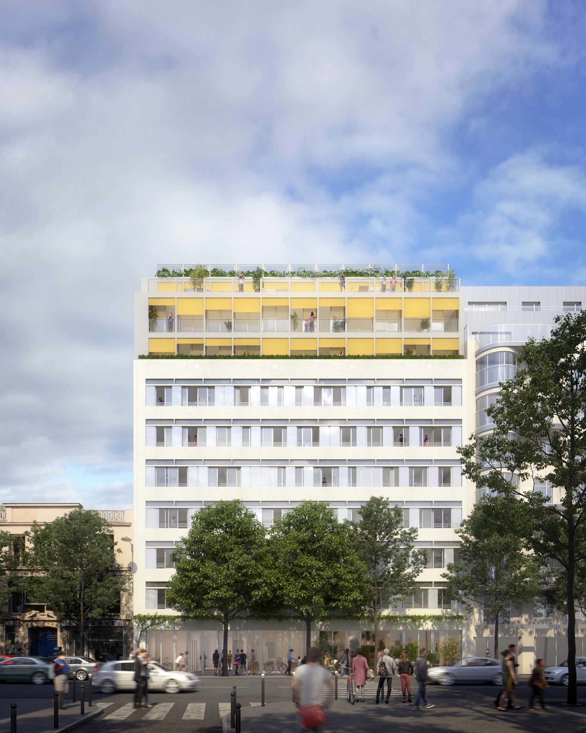 Studio Persevoir Alexandre Chemetoff & Associés Aménagement De Logements Végétaux Avenue Parmentier Paris Batiment Image 3D Perspective 3D