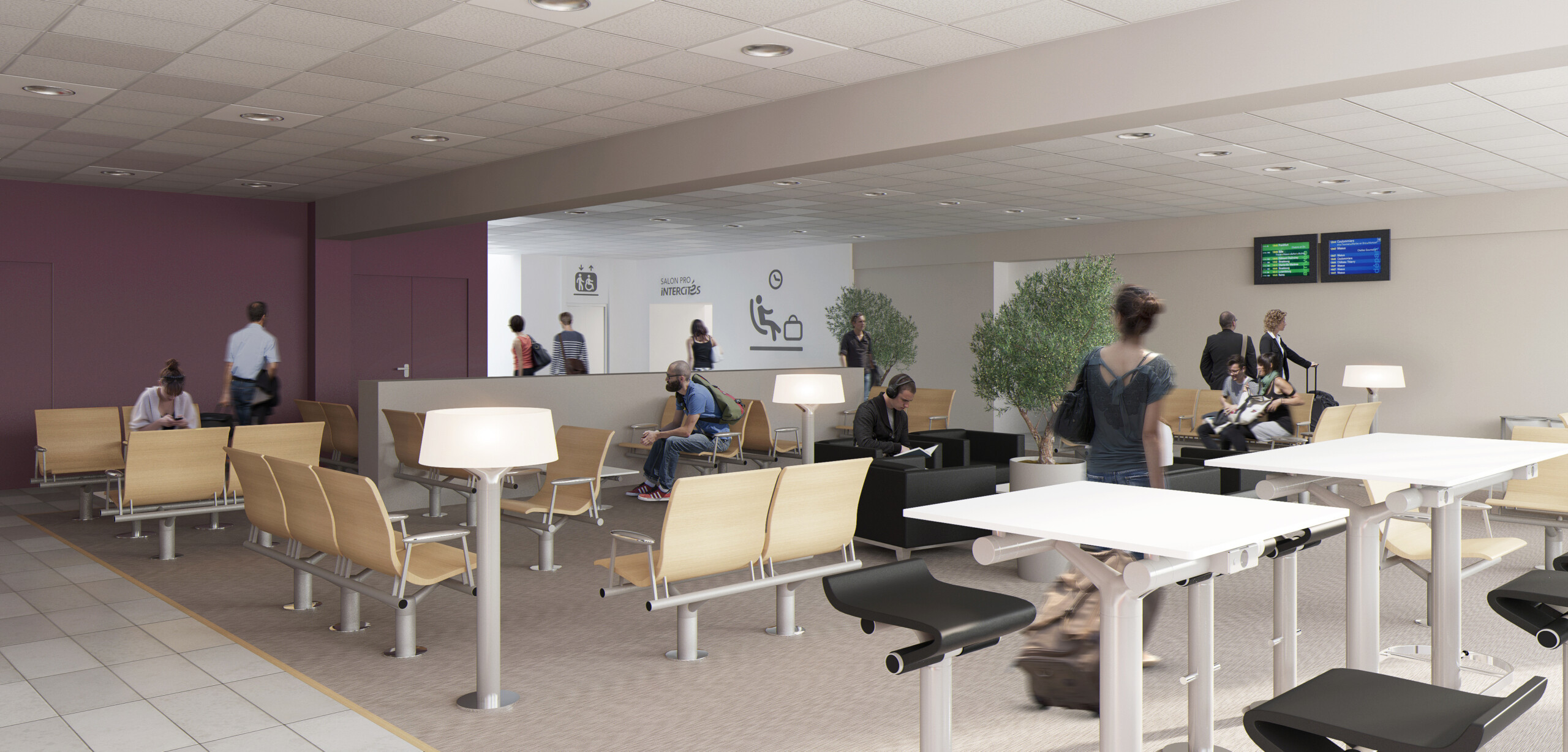 Studio Persevoir AREP Aménagement Espace d'attente Gare De Bercy Paris Image 3D Perspective 3D