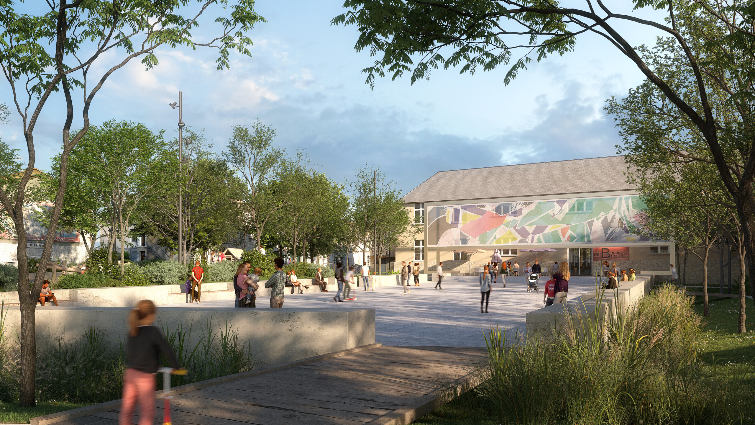 Studio Persevoir Hervé Beaudouin Laurent Engel Requalification Et Réaménagement De l'Ilot Denfert-Rochereau Niort Place Image 3D Perspective 3D