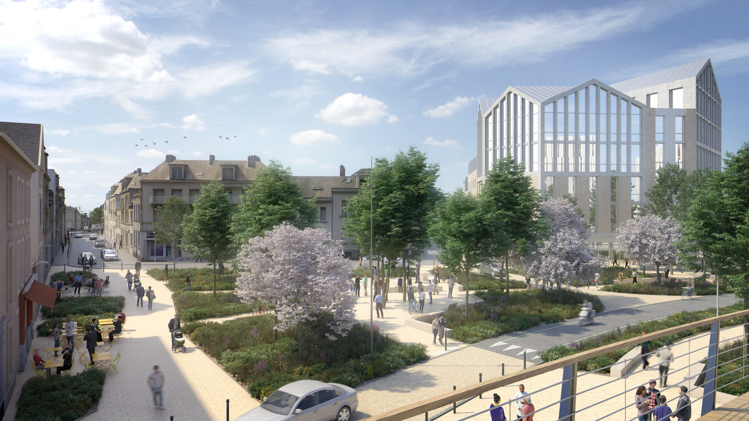 Studio Persevoir ANMA Alter-Cités Aménagement Place Giffard Langevin Angers Passerelle Image 3D Perspective 3D