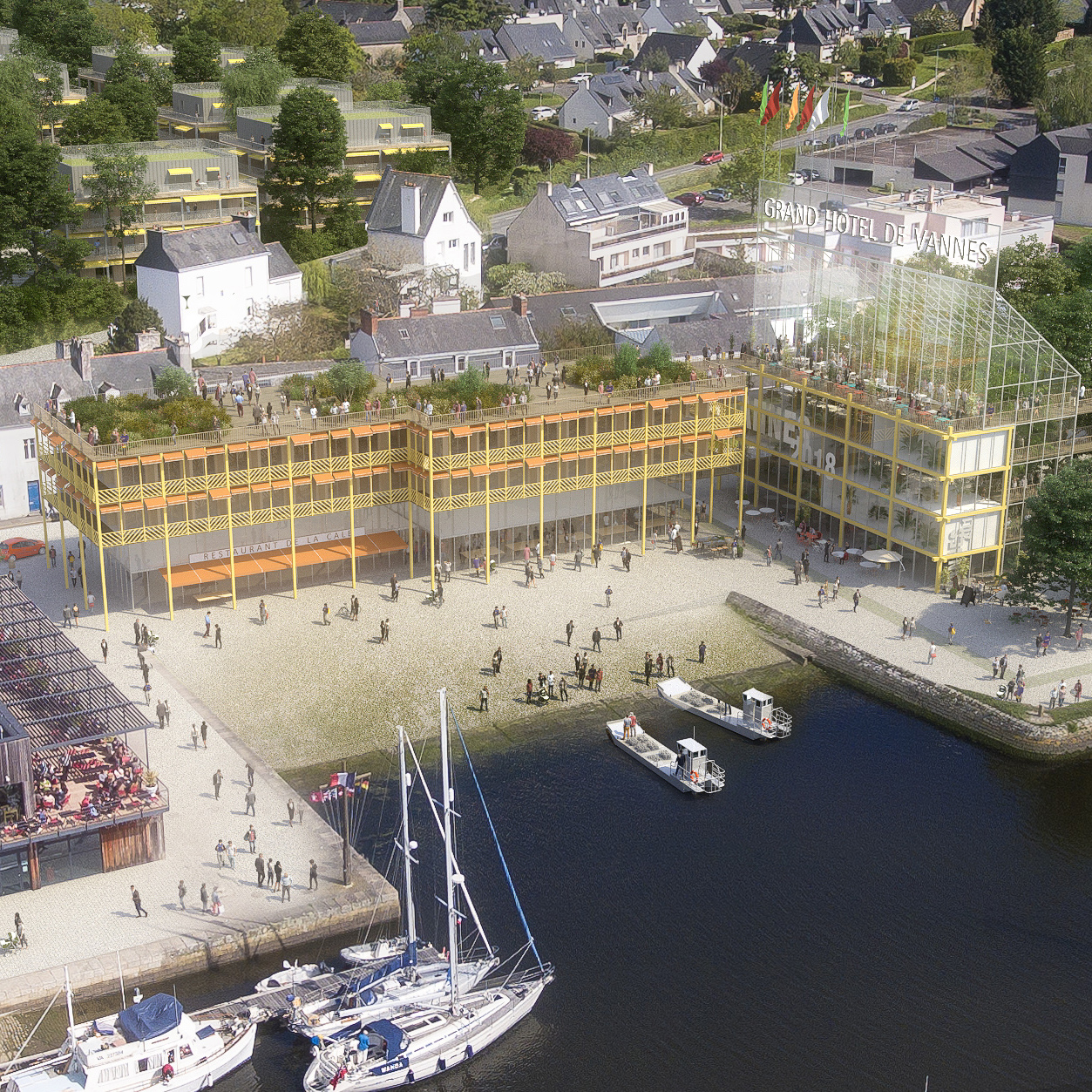 Studio Persevoir Alexandre Chemetoff & Associés Aménagement Urbain Et Paysager Rive Gauche Du Port Vannes Aérienne Image 3D Perspective 3D