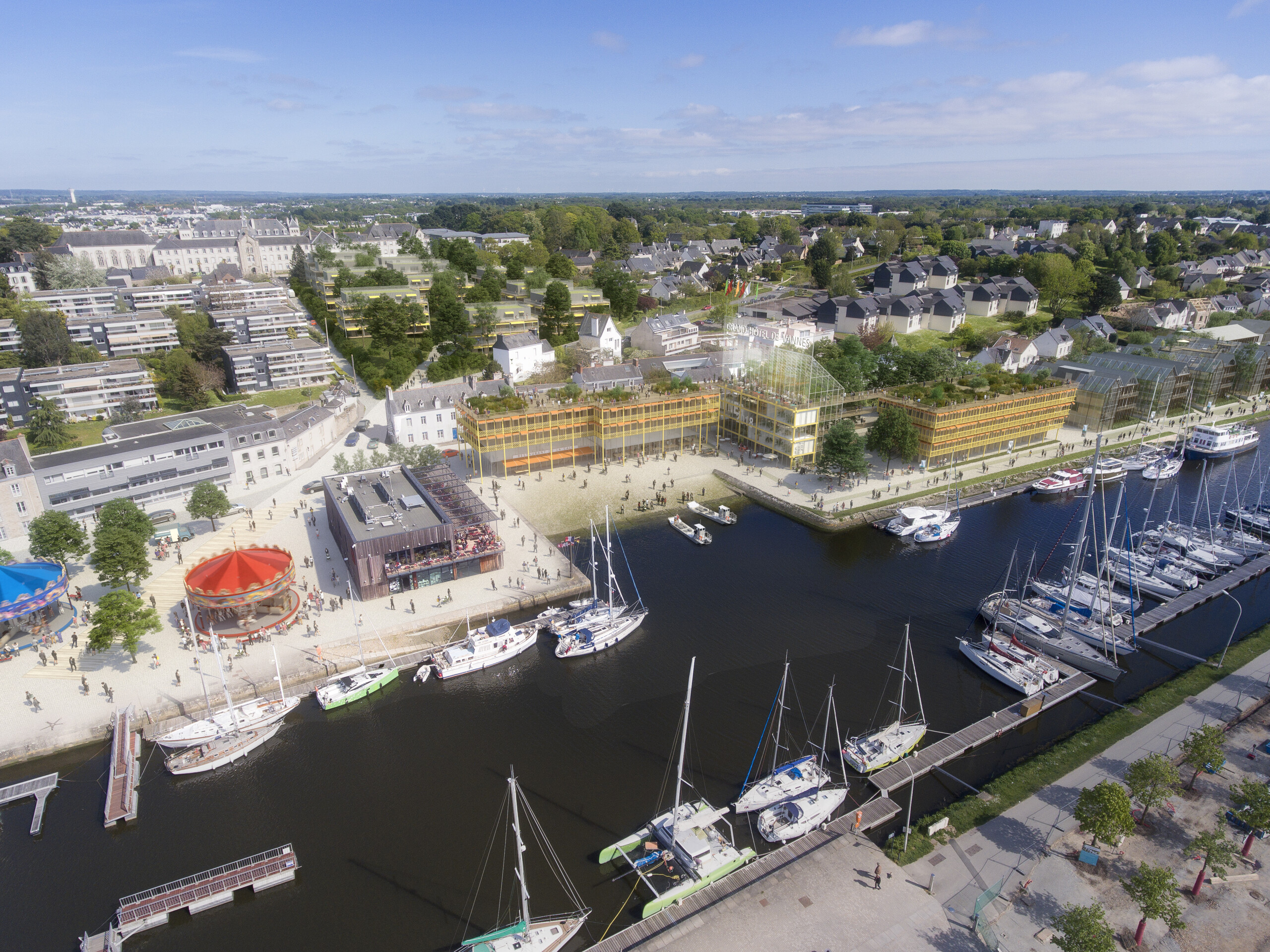 Studio Persevoir Alexandre Chemetoff & Associés Aménagement Urbain Et Paysager Rive Gauche Du Port Vannes Aérienne Image 3D Perspective 3D