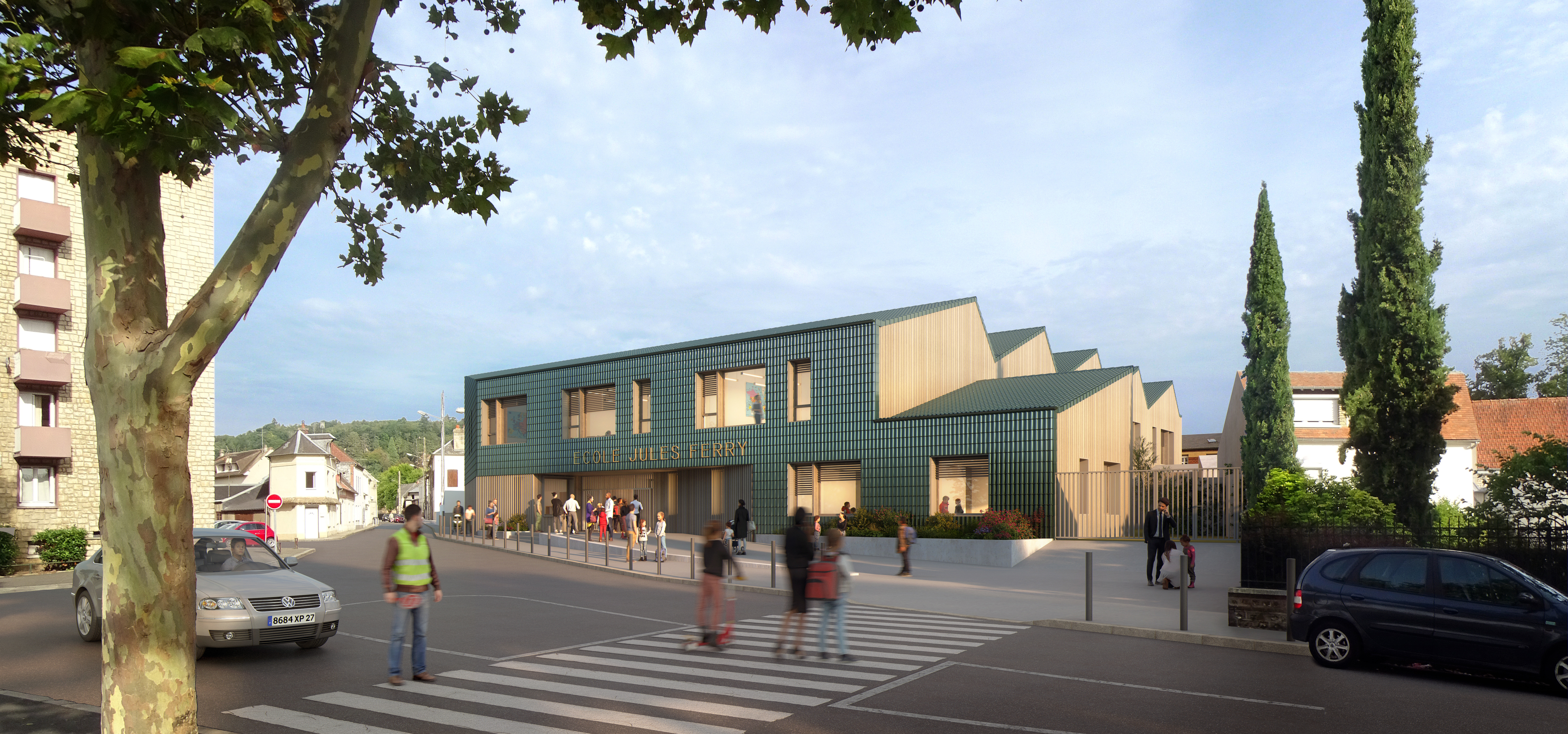 Studio Persevoir Concours Lauréat Ecole Jules Ferry Louviers Normandie Image 3D Perspective 3D