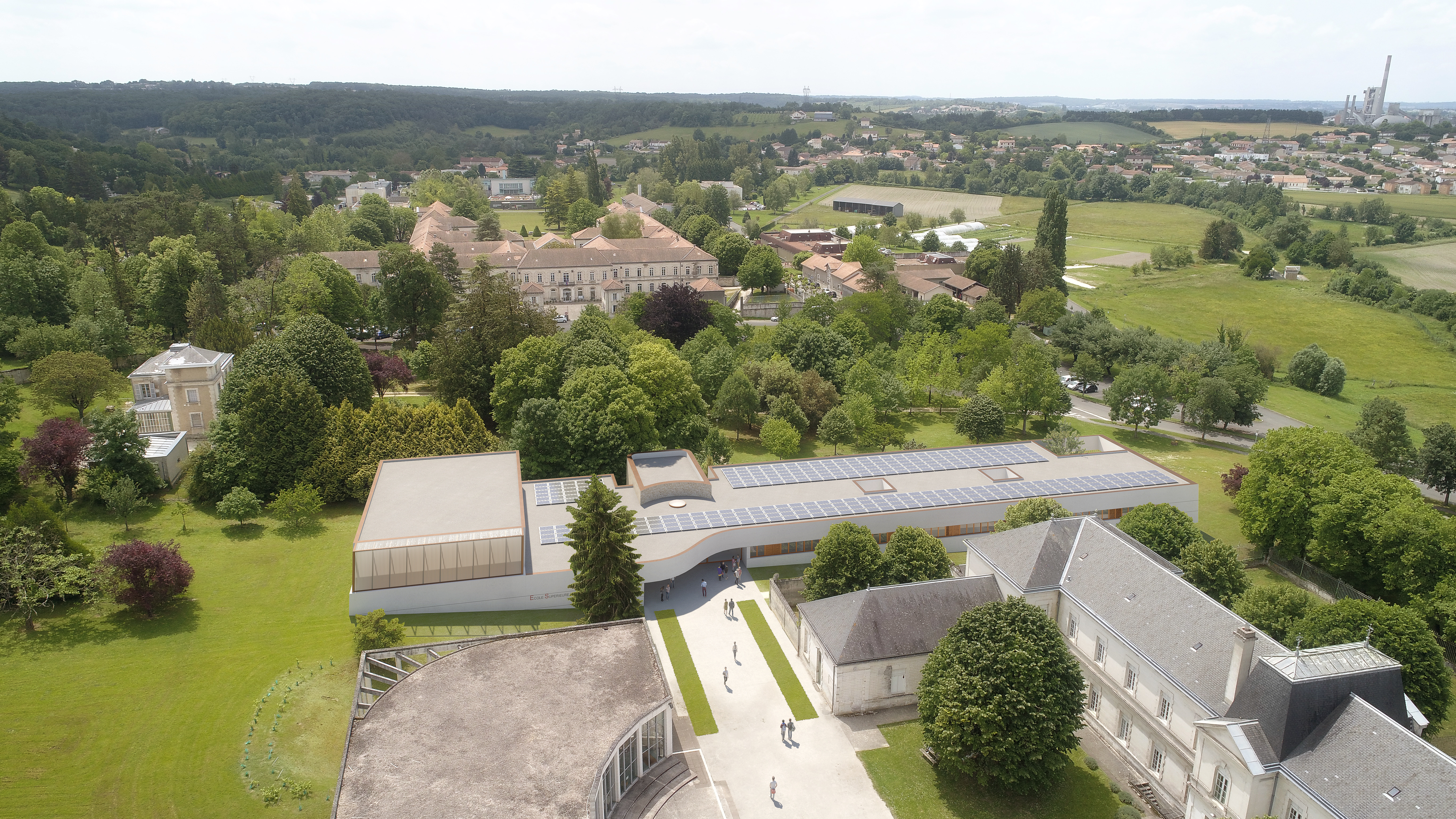 Studio Persevoir Beaudouin Engel Architectes Nouveau Bâtiment Pour Le Centre Universitaire De La Couronne Charente Aérienne Image 3D Perspective 3D