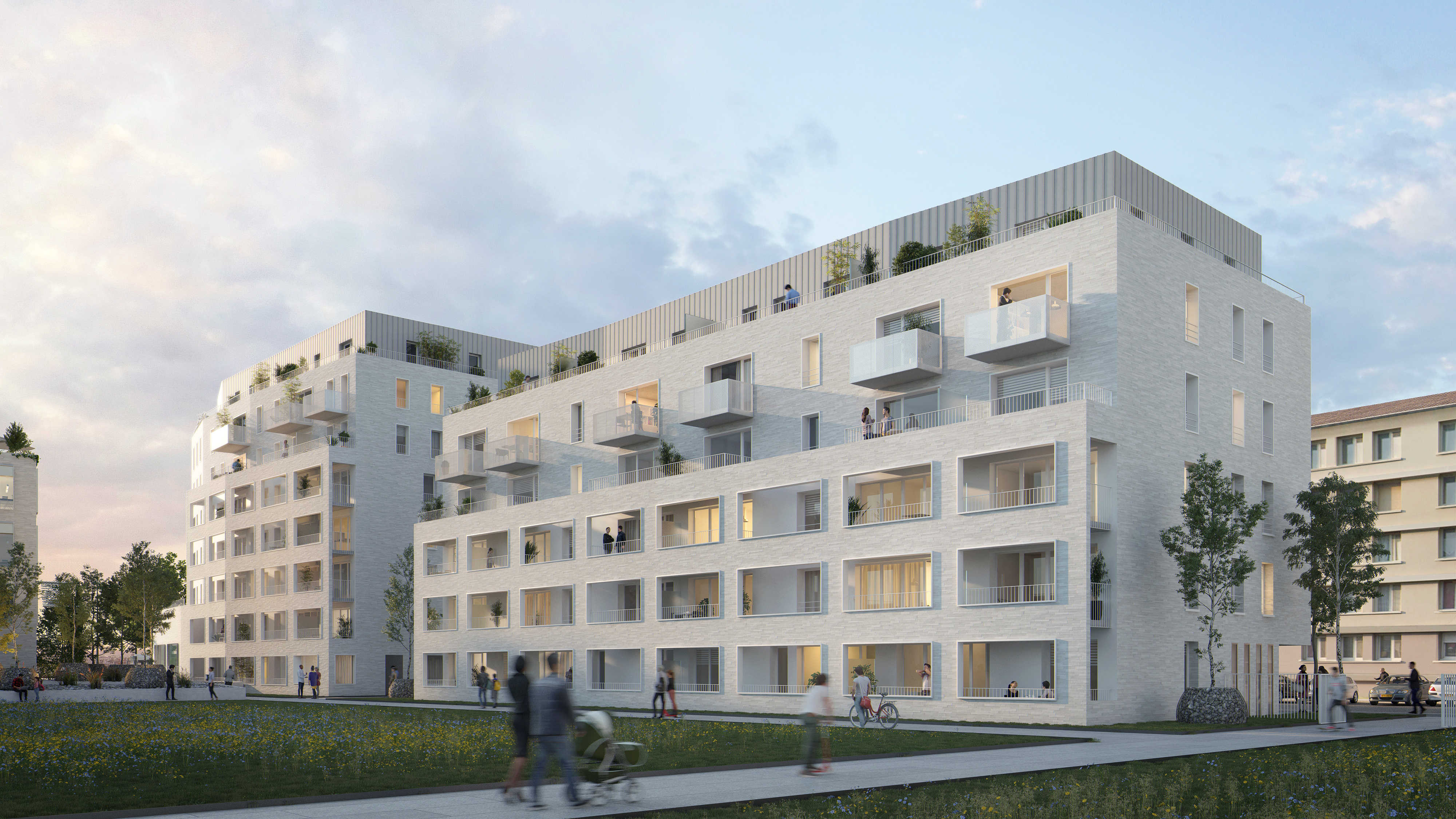 Studio Persevoir AIA Life Designers Bettinger Desplanques Concours Lauréat Programme Habitat 76 Logements Rouen Image 3D Perspective 3D