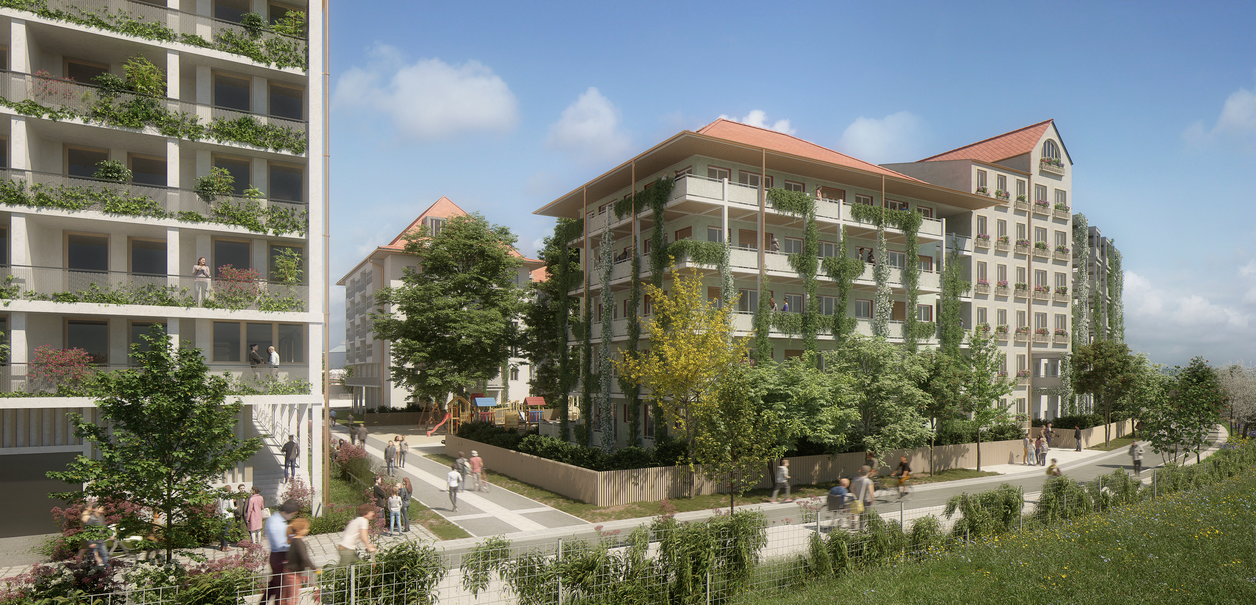 Studio Persevoir Chemetoff Réhabilitation Du Quartier De La Coop Rue Strasbourg Image 3D Perspective 3D