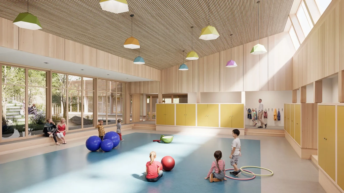 Visualisation 3D de la salle de motricité pour la réhabilitation d'une école maternelle